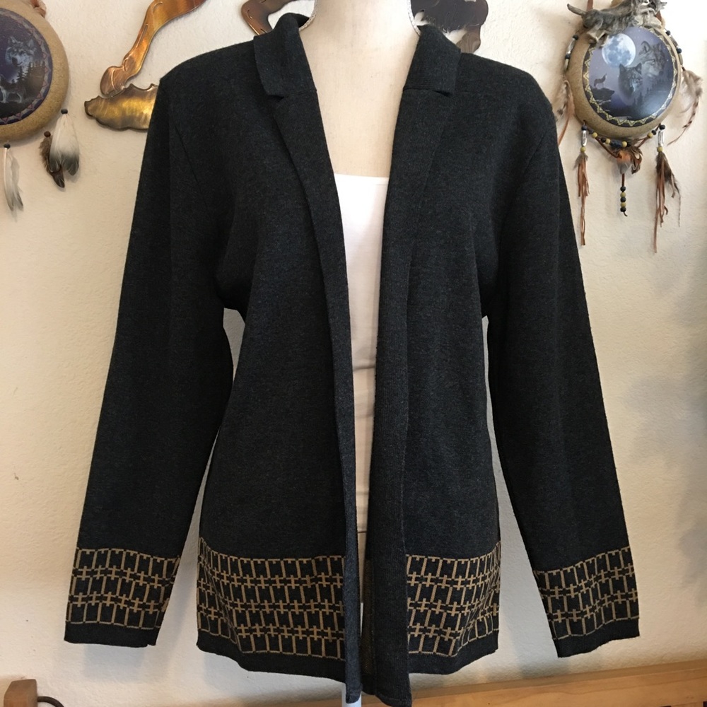 Vintage Alfred Dunner dark gray open front jacket